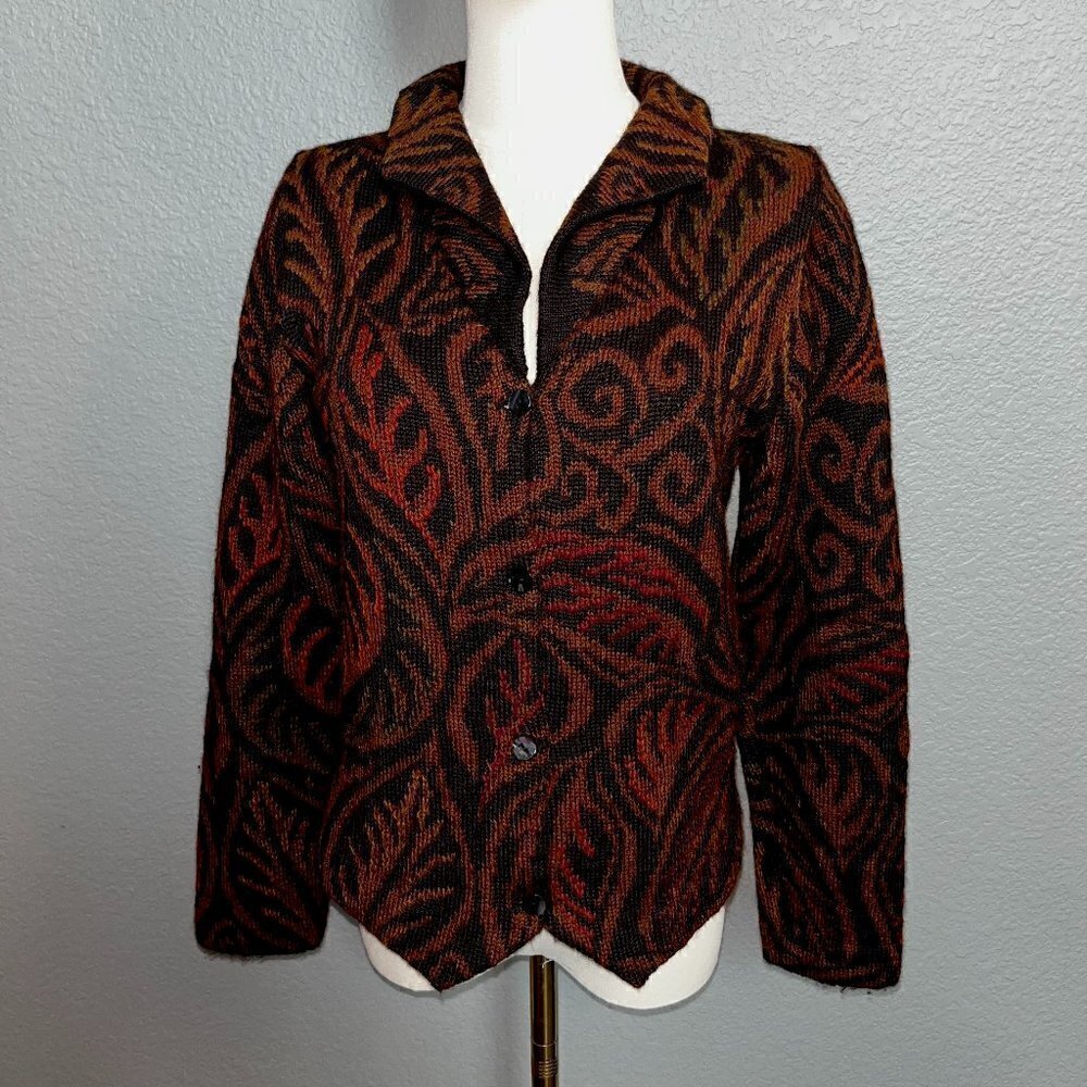 PERUVIAN CONNECTION 100% Alpaca Cardigan Jacket - Fall Colors - EUC - Size XS